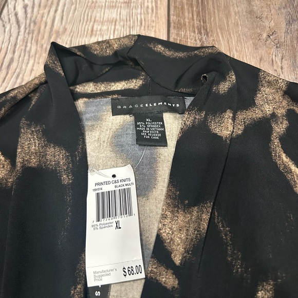 NEW! Grace Elements Black and Gold Abstract Pullover Blouse Size XL - Picture 5 of 7